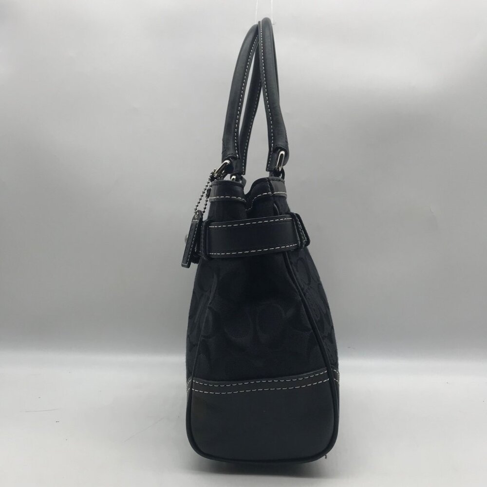 Coach Black Signature Canvas Hampton Belted Satchel Bag - Picture 3 of 12